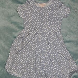 Blue Fit and Flare Casual Dress with Crew Neck